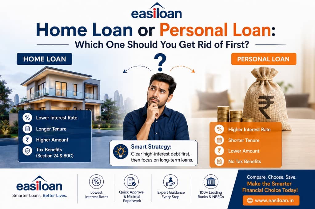 Home loan or personal loan โ which one should you repay first? Compare interest rates, tax benefits, tenure, and smart repayment strategy with EasiLoan.